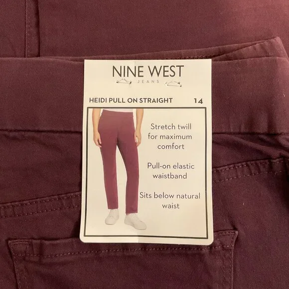 Nine West Women's Heidi Pull On Elastic Waist‎ Stretch Twill Straight Leg Pant - Picture 5 of 5